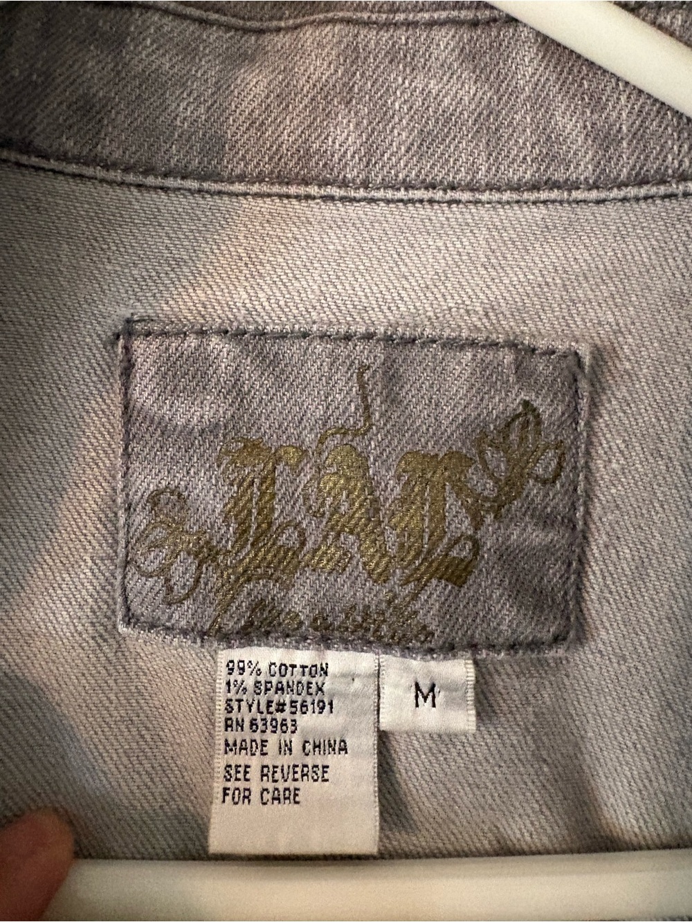 Gray Stretch Denim Jacket Medium Y2K Fitted Button Front - Picture 6 of 7